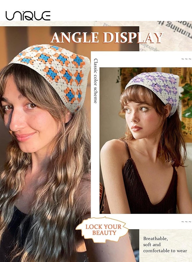 Unique 2PCS Women's Headscarf - Floral Headband - Triangle Headscarf - Hand-Knitted Headscarf - Suitable for Outdoor Activities and Photography, Women's Gift, Floral Headscarf - Image 5